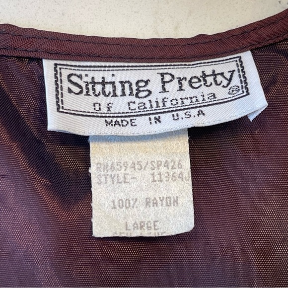 Sitting PRETTY OF CALIFORNIA - Vintage 80s floral boho suit vest Sz L RARE - Picture 6 of 10